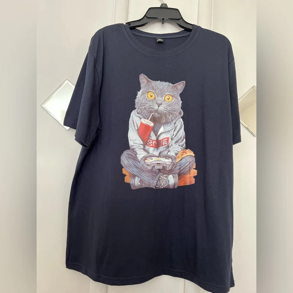 Black Cat Graphic men’s T-Shirt size XXL